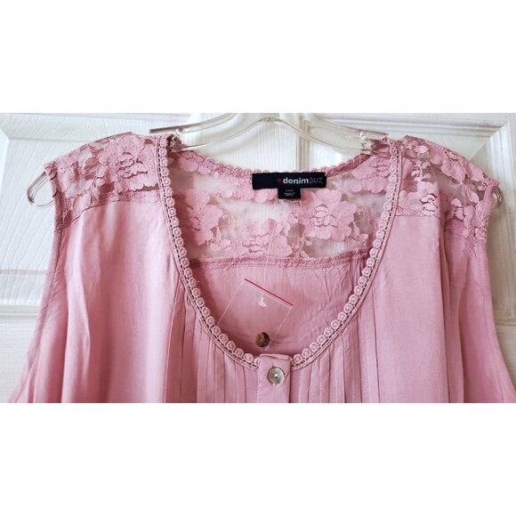 DENIM 24/7 WOMENS SLEEVELESS LACE BLOUSE BUTTON DOWN SHIRT SIZE 24W NWT - Picture 4 of 7